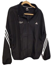 NWT Adidas Mens Large Black Warm-Up Jacket 3 Stripes Training Jacket ClimaProof