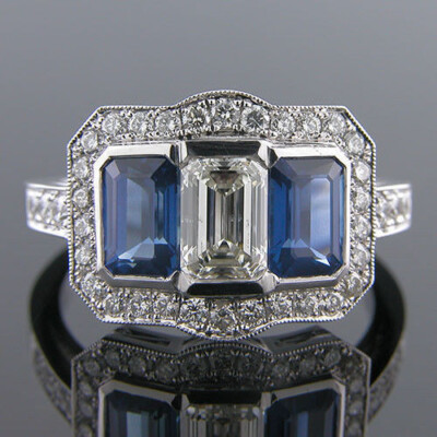 Three Stone Wedding Promise Ring 14K White Gold Over 2.3 Ct Simulated Diamond