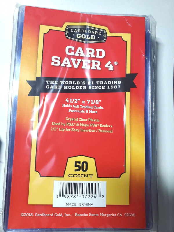 50 Count Cardboard Gold Card Saver 4 CBG Graded Semi Rigid Holders 4-1/2x7-1/8