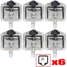 6pcs Stainless Steel Folding T Handle Tool Box Door Latch Trailer Caravan+Keys