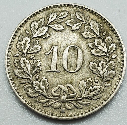 1944 B 10 Rappen Silver Coin Switzerland #1 - Picture 2 of 2