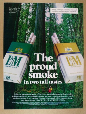 1976 L&M Cigarettes redwood trees photo vintage print Ad