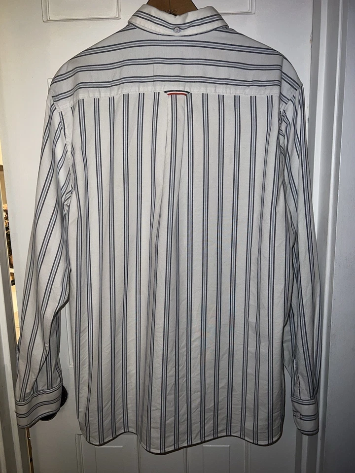Blue Harbour Relaxed Fit White Blue Stripes Button Up Dress Shirt Mens L - Image 3 of 4