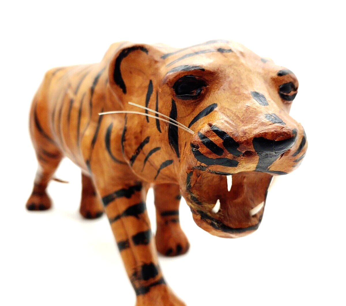 Large Handmade Paper Mache Bengel Tiger Figure Sturdy 15