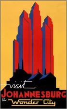 Johannesburg Wonder City Travel Poster Print  Reproduction Giclee Print 11x17