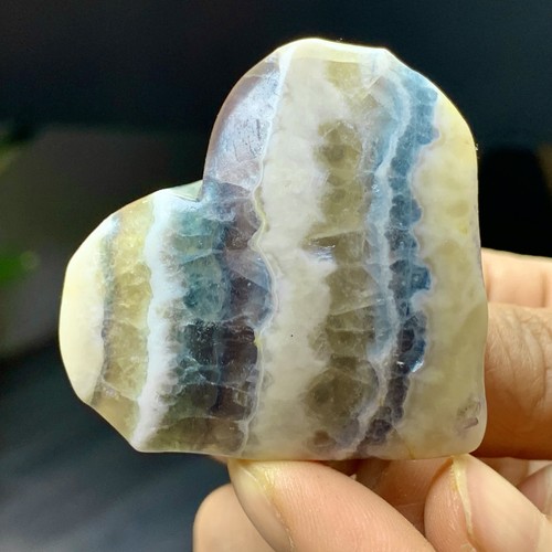 63G Natural fluorite feather crystal heart-shaped hand polished love specimen - Picture 14 of 24