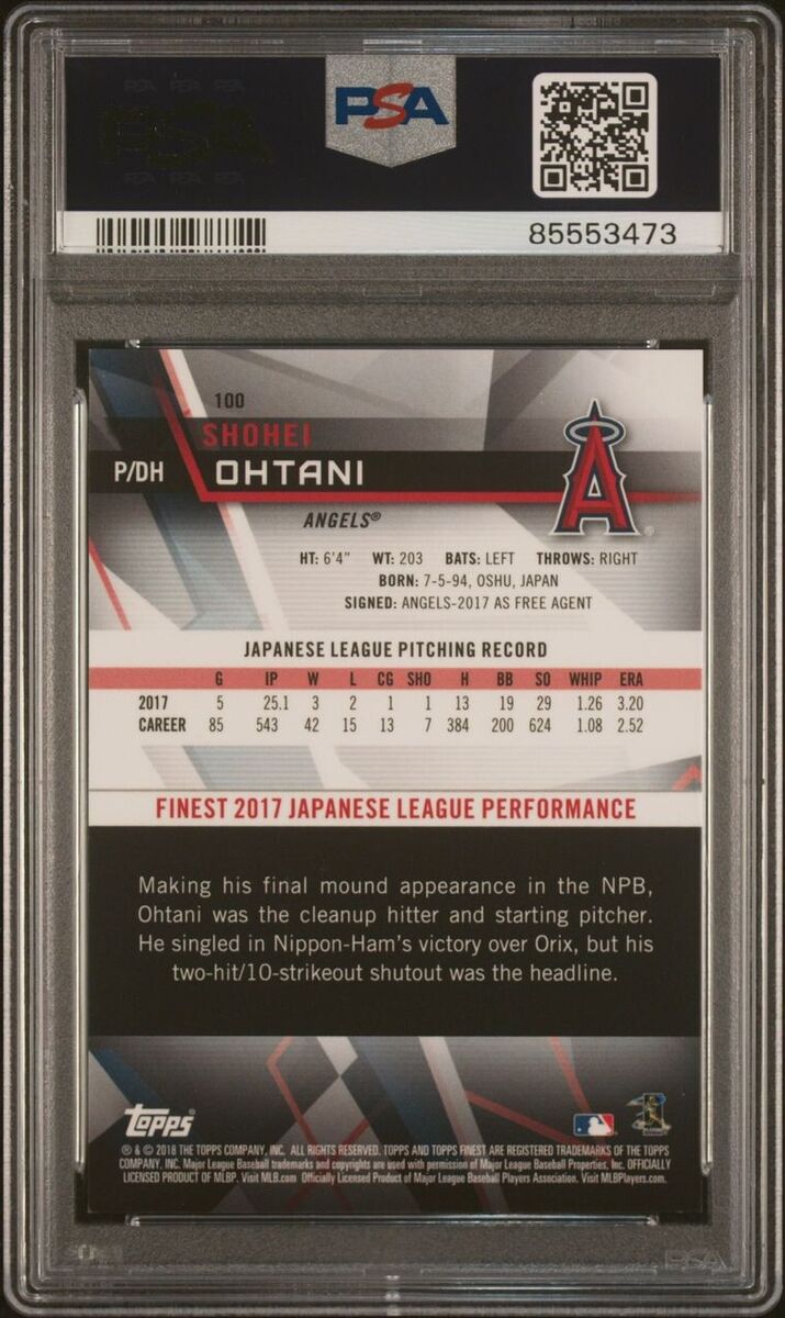 2018 Topps Finest #100 SHOHEI OHTANI RC /250 RARE Purple 2018 Topps Finest #100 SHOHEI OHTANI RC /250 RARE Purple