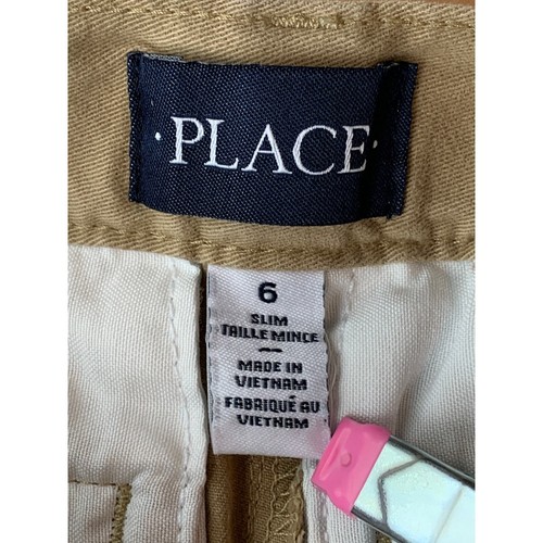 Children PLACE Khaki School Uniform Shorts Size 6 Slim Adjustable waist - Picture 5 of 6