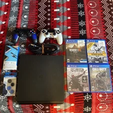 Sony PlayStation 4 Slim 1TB Console - Jet Black w/ Extra Controller And More!