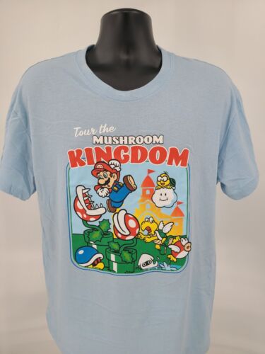Super Mario T-Shirt Adult 2XL Blue Tour the Mushroom Kingdom Graphic Men - Afbeelding 1 van 13