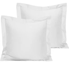 NTBAY 2 Pack Euro Pillow Sham Cotton Sateen Bed Pillow Cover Case - White