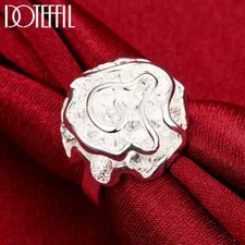 DOTEFFIL 925 Sterling Silver Rose Ring Fashion Wedding Engagement Party Jewelry