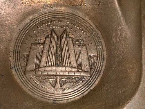 1933 Chicago Worlds Fair Chrysler Motors Century Of Progress Copper Ashtray - Picture 3 of 7