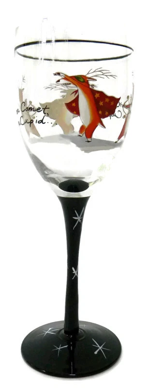Certified International Reindeer 4 pc. Wine Glass Set Christmas - Image 3 of 4