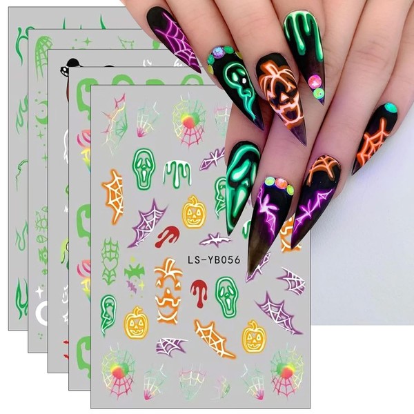 Nagelsticker Halloween Leuchten Im Dunkeln 9 Blatt Selbstklebend Dekoration-image