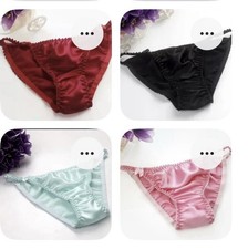 4 Pieces Ladies/Girls 100 mulberry silk panties briefs bikinis w/bow-Size L/XL