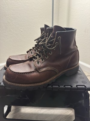 Red Wing Shoes Moc Toe Roughneck Boots for Men, Size 9- Brown