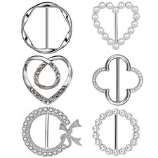 6PCS Silk Scarf Ring Clip T-shirt Tie Clips for Women Fashion Metal Ring Scarves