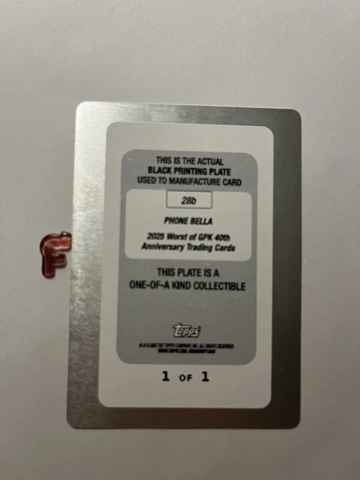 2025 Topps Garbage Pail Kids GPK 40th Phone Bella 1/1 Black Printing Plate #28b - Image 2 of 2