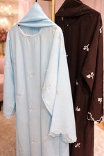 Fatima Embroidered Abaya Dress – Elegant Floral Embroidery Design, Loose Modest 