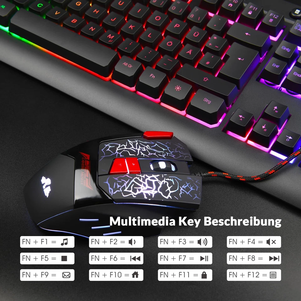 Rii Maus und Tastatur Gaming Gaming Tastatur mit Maus ist Ergonomisch ps5 Tas... - Bild 3 von 4