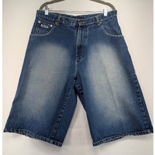 Vintage Y2K JOKER Denim Shorts Men's Size 34 Blue Baggy Loose Fit Jean Shorts