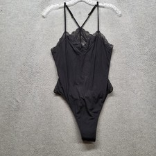 Victoria's Secret Women Sleepwear M Black Bodysuit Lingerie Lace Sleeveless