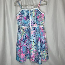 Lilly Pulitzer Girls Mini Haylan Dress Bali Blue Once Upon A Tide Size 12 Summer