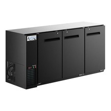 73" Black Underbar Height Narrow Solid Door Back Bar Refrigerator with Galvanize