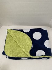 Circo Baby Blanket Navy Blue With White Circles Polka Dots Green Sherpa