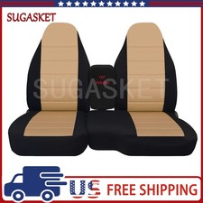 Front 6040 High Back Seats Black Tan Cotton Black Tan For 1998-2003 Ranger