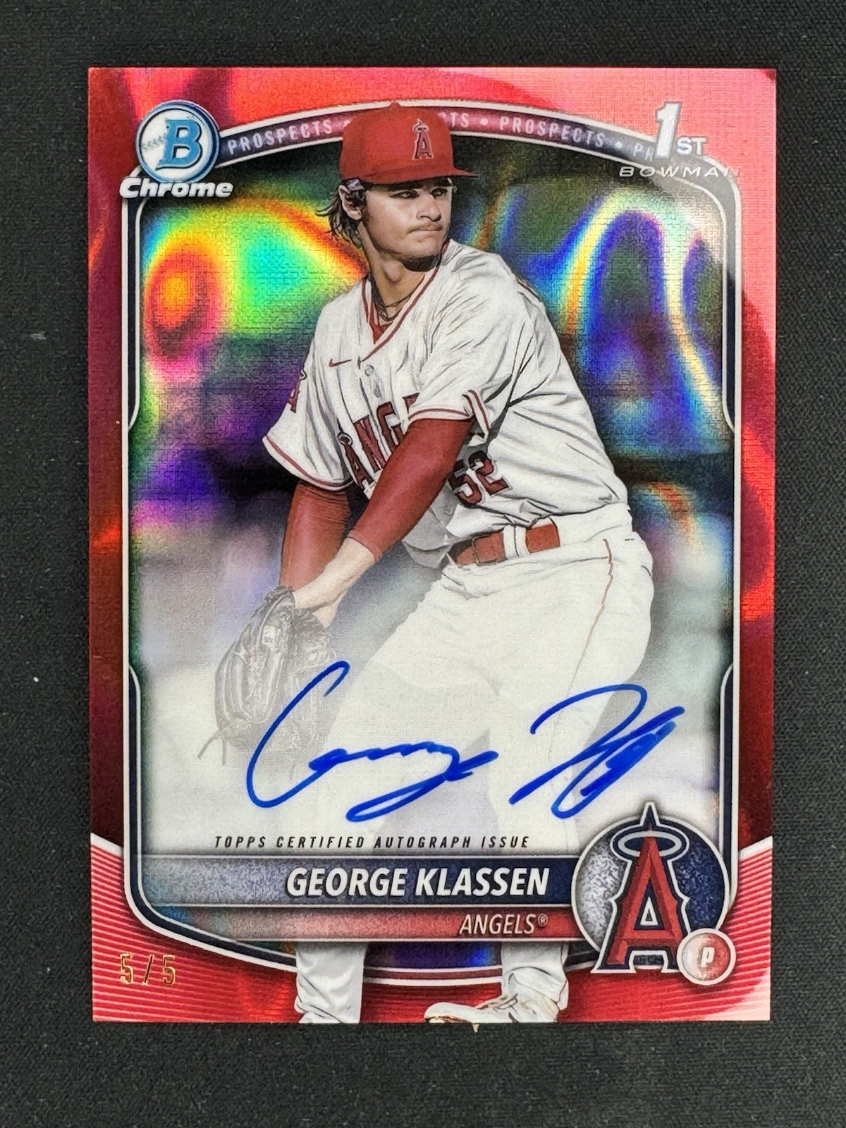 2025 Bowman Chrome George Klassen Bowman 1st Red Lava Auto 5/5 #CPA-GK Angels