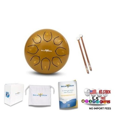 Steel Tongue Drum 6 inch 8 Notes 440Hz, Handpan Drum with 8 Tones and 6'' Gold