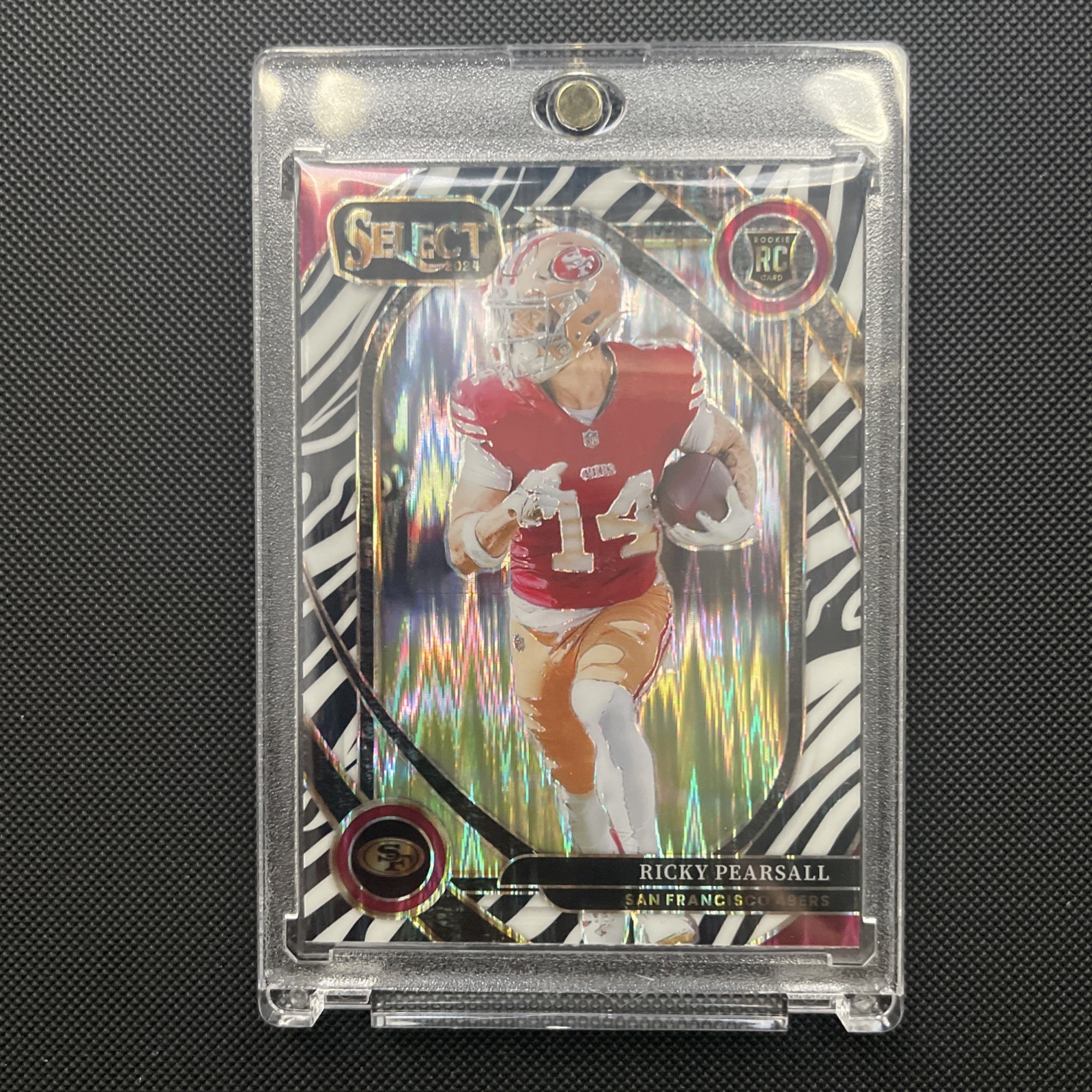 2024 Panini Select Club Level Zebra Prizm Ricky Pearsall RC Rookie 49ers