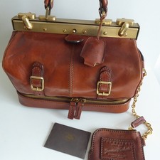 BORSA THE BRIDGE IN PELLE MARRONE CASTAGNA STILE DOTTORE GLADSTONE
