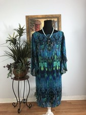 AGB Women Shift Dress 12 Flutter Sleeve 3/4 Boat Neck Boho Whimsigoth Resort