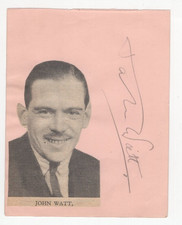 John Watt (1901-1960) Signed Page / Autographed BBC Broadcaster