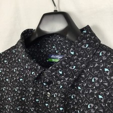 Ben Hogan Mens Polo Shirt 2XL Black Teal Geometric Performance Modern Athleisure