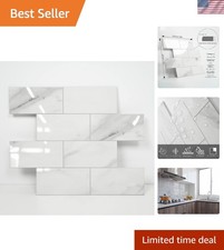 Luxury Peel and Stick Backsplash - 10 Sheets of Glossy Carrara White Subway Tile