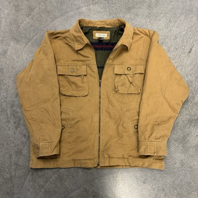 #ad Mens Canvas Workwear Jacket Urban Pipeline Up Wool Blanket Lined Chore Coat XL $49.99