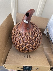 Cameroon Shaker Rattle Gourd Hand Percussion Handmade 37” Wide! Huge! Loud Too!+