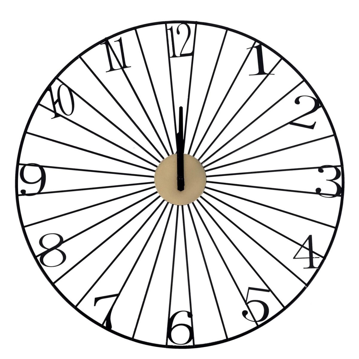 Horloge murale design filaire 50cm noire silencieuse pour grand mur vide