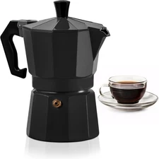 Mixpresso Black 3 Cup Moka Pot Cuban Coffee Maker, 3 Espresso Cups, 