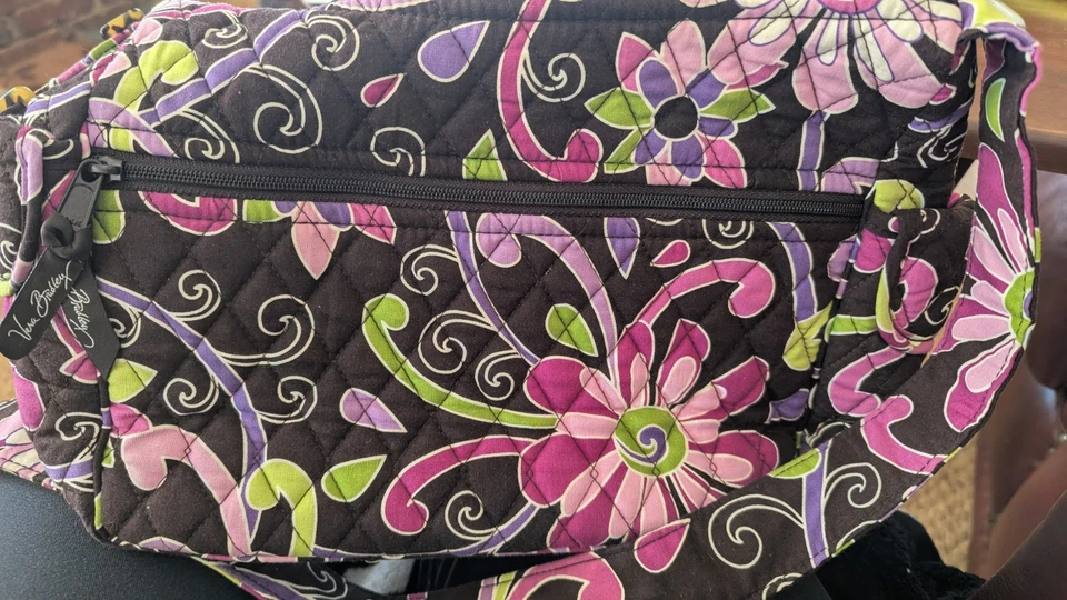 Новый Vera Bradley сумочка на плечо коричневый с розовый фиолетовый лайм цветы - Изображение 2 из 4