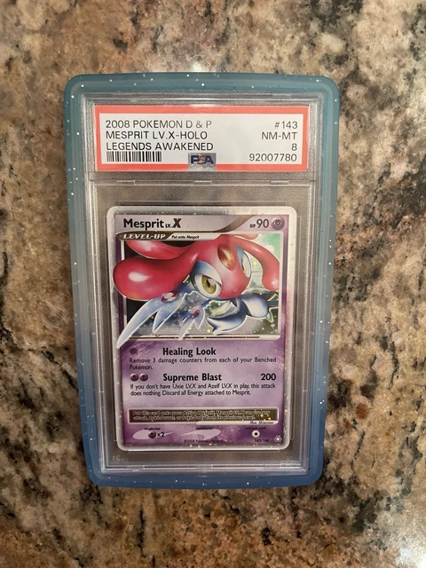 Pokemon Co. 2008 Mesprit LV.X 143/146 Legends Awakened Holo English PSA 8
