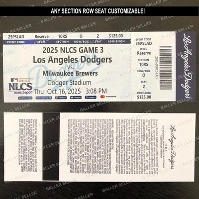 2025 NL Championship Series Souvenir Ticket Brewers Dodgers NLCS