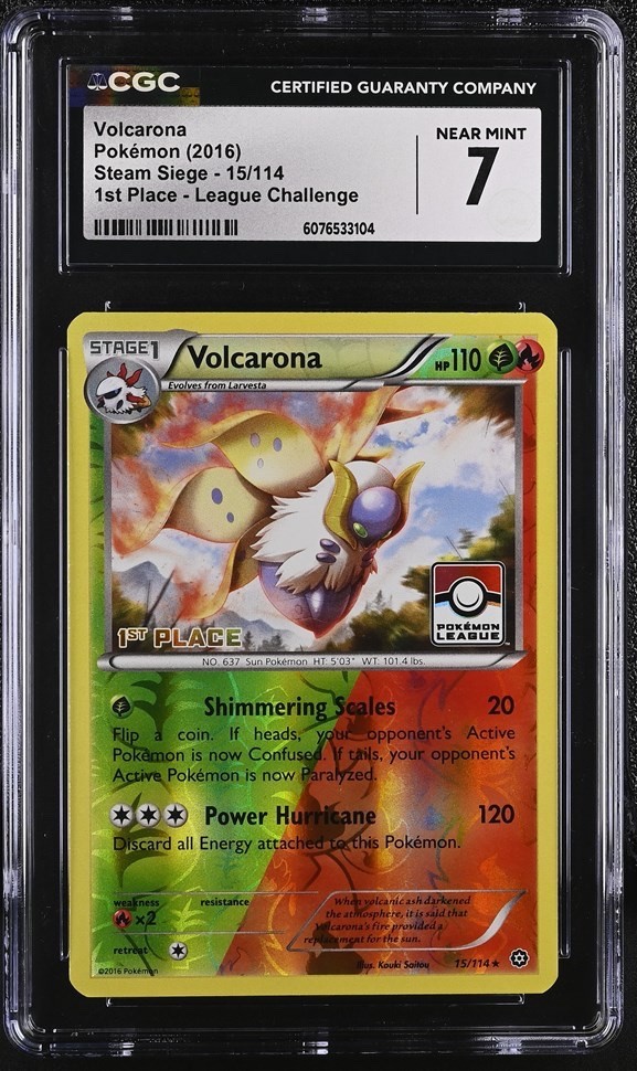 POKEMON TCG Volcarona 15/114 XY Steam Siege Rare Stage 1  English 1ST PLACE