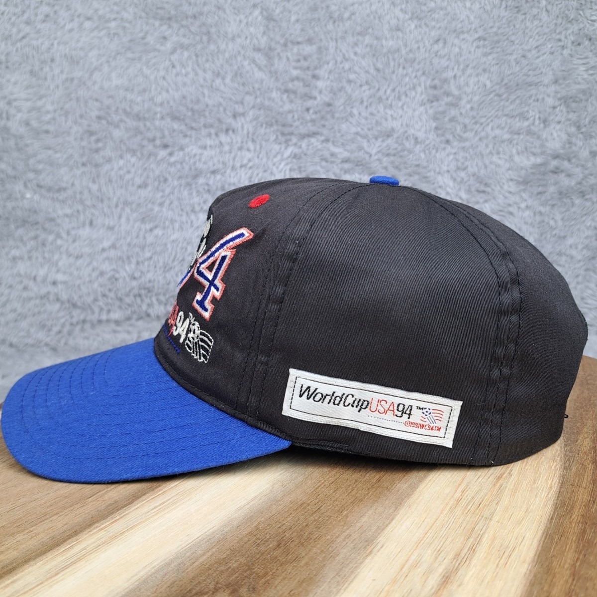 VINTAGE World Cup Hat Cap Snap Back Black Blue 1994 USA Soccer