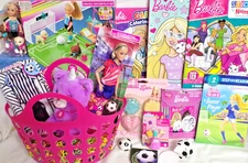 NEW BARBIE Chelsea TOY GIFT BASKET SOCCER DOLL TOYS PLAY SET PLUSH BOOK OUTFIT