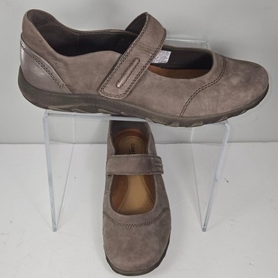 Cobb Hill Rockport Emma Mary Jane Leather Flats Grey Taupe CH6530 Womens Size 10